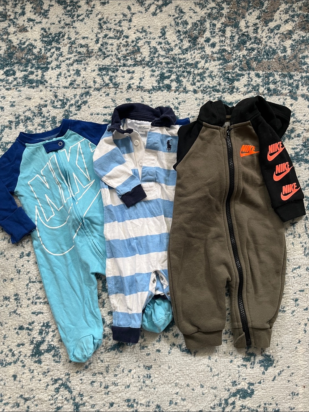 Bundle of Baby Boy Infant Zip up Nike outfits and Ralph Lauren polo outfit
